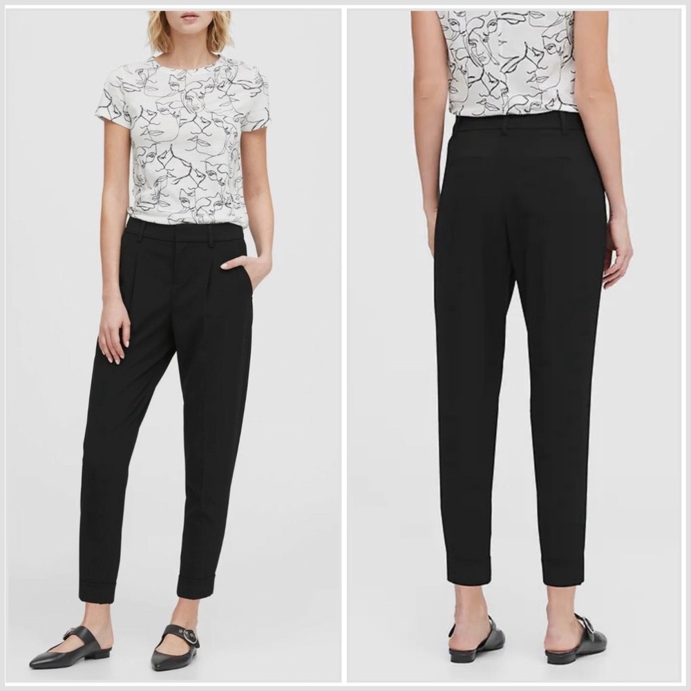 NWT $90 Banana Republic High-Rise Tapered Cropped Pant Black Size 8
